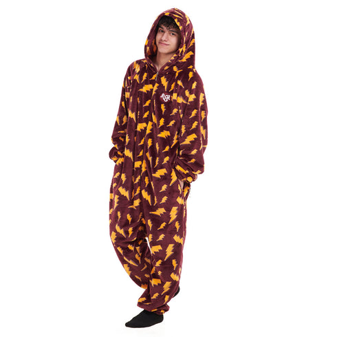 Snuggs Blanket Onesie Dark Red Bolt
